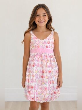 Lilly Pulitzer Pajama Dress Girls Size 10 White Pink Perfume Bottle Print Cotton